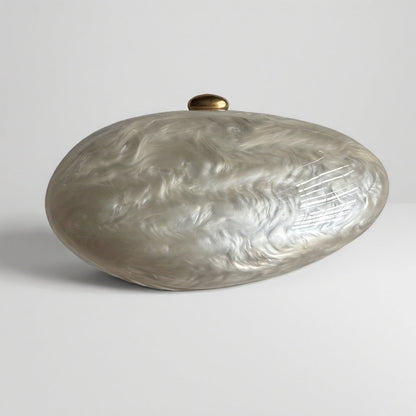 Luxury Wedding Egg Shape Clutch Bag in Pearl White