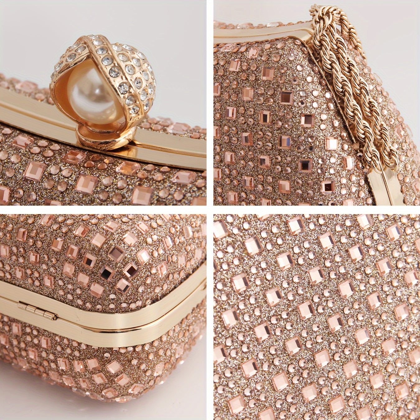 Elegant evening crossbody bag with sparkling rhinestones for parties