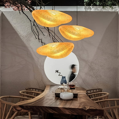 Hand-Woven Bamboo Pendant Light for Modern Farmhouse Style