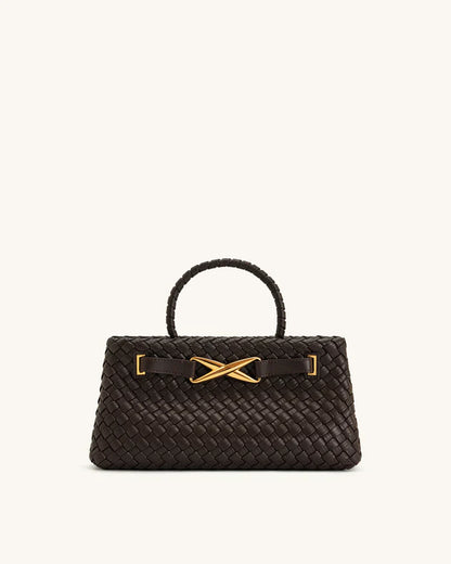 Chic Amara Braided Tote with Elegant Gold Accents