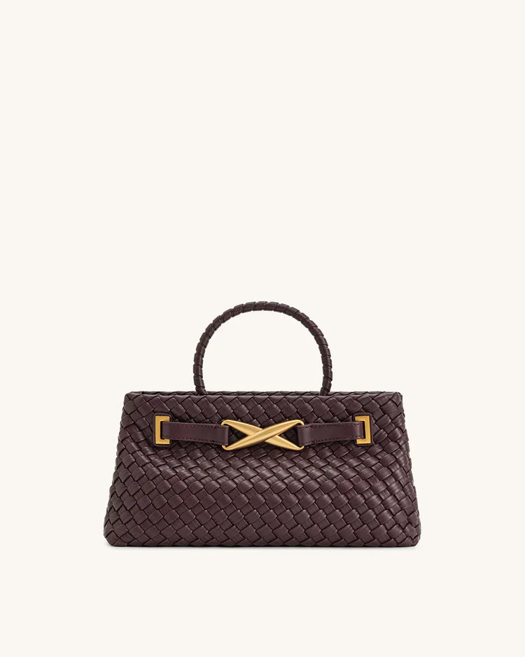 Chic Amara Braided Tote with Elegant Gold Accents