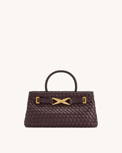 Chic Amara Braided Tote with Elegant Gold Accents