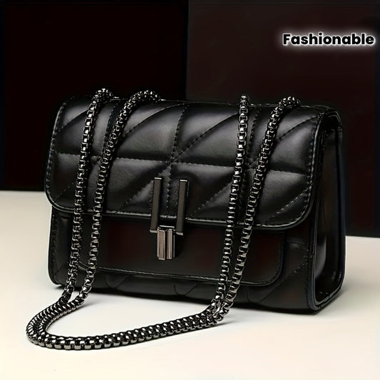 Chic Black Mini Plaid Crossbody Bag with Adjustable Strap