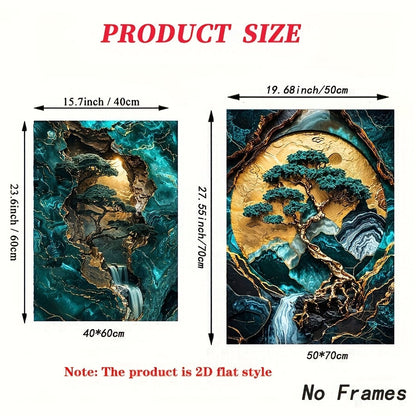 Elegant Jade Green Marble Canvas Art Set for Modern Decor