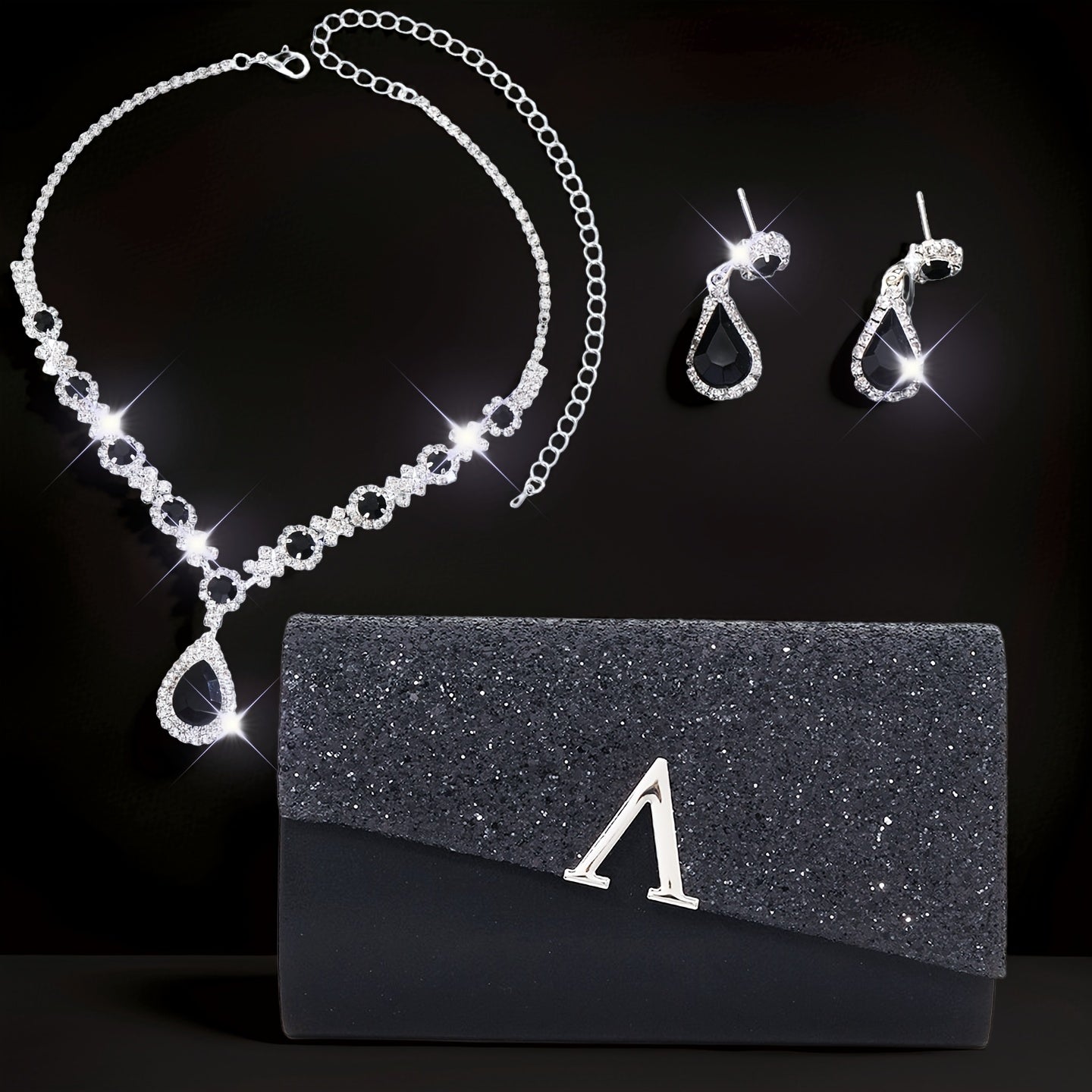 Elegant Sequin Evening Bag Set: Clutch and Crossbody Purse