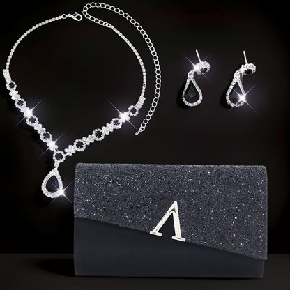 Elegant Sequin Evening Bag Set: Clutch and Crossbody Purse