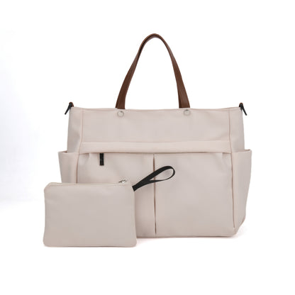 Chic Women's Nylon Tote Bag with Zip Closure and Pockets