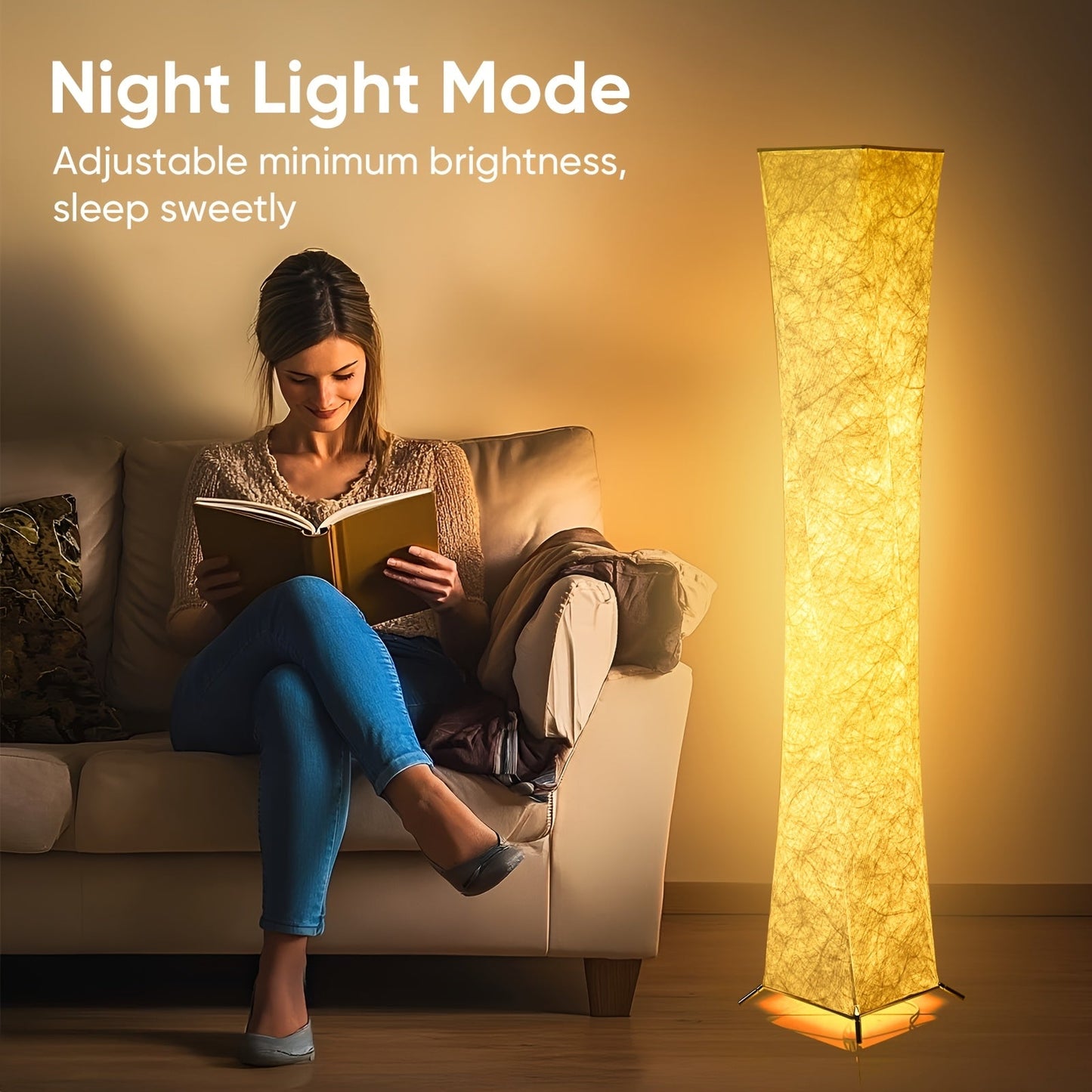 Stylish Dimmable LED Floor Lamp with USB and Warm Light