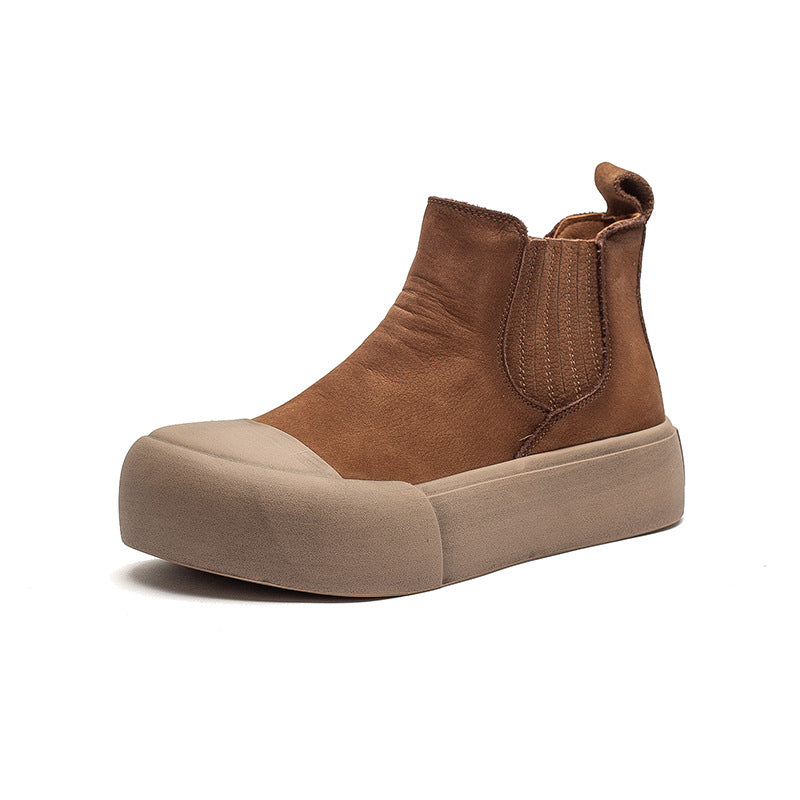 Women's Retro Leather Casual Slip-on Ankle Boots