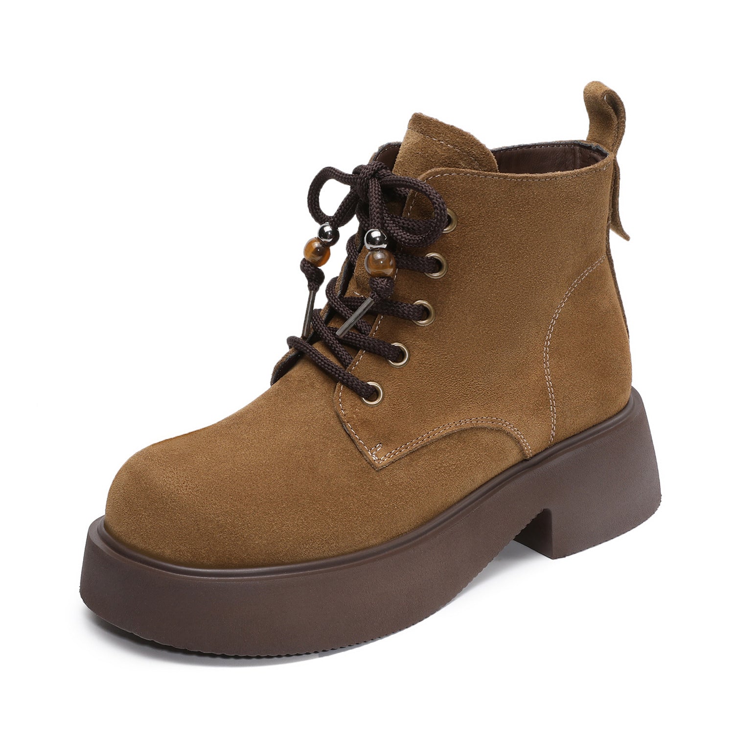 Women's Retro Plain Suede Platform Ankle Boots-RAIIFY