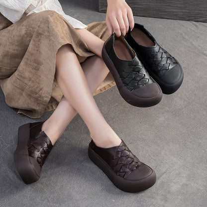 Women's Vintage Leather Slip-on Platform Casual Shoes