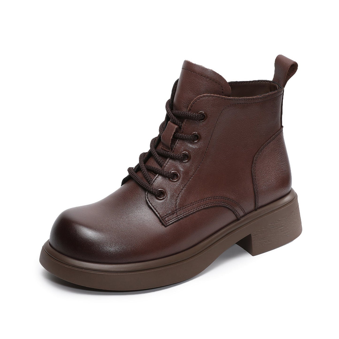 Women's Plain Quilted Leather Casual Ankle Boots-RAIIFY