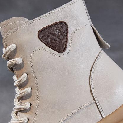 Women's Quilted Leather Flat Casual Ankle Boots