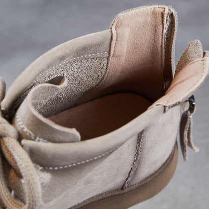 Women's Vintage Leather Casual Flat Ankle Boots