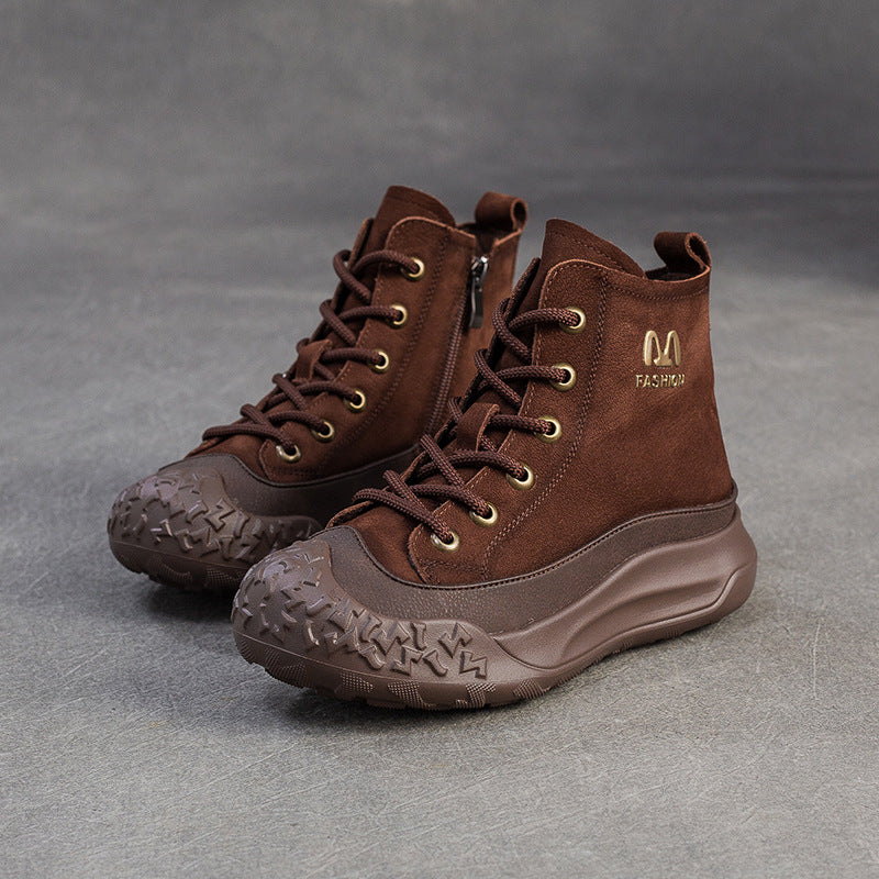 Women's Casual Fashion Leather Platform Boots-RAIIFY