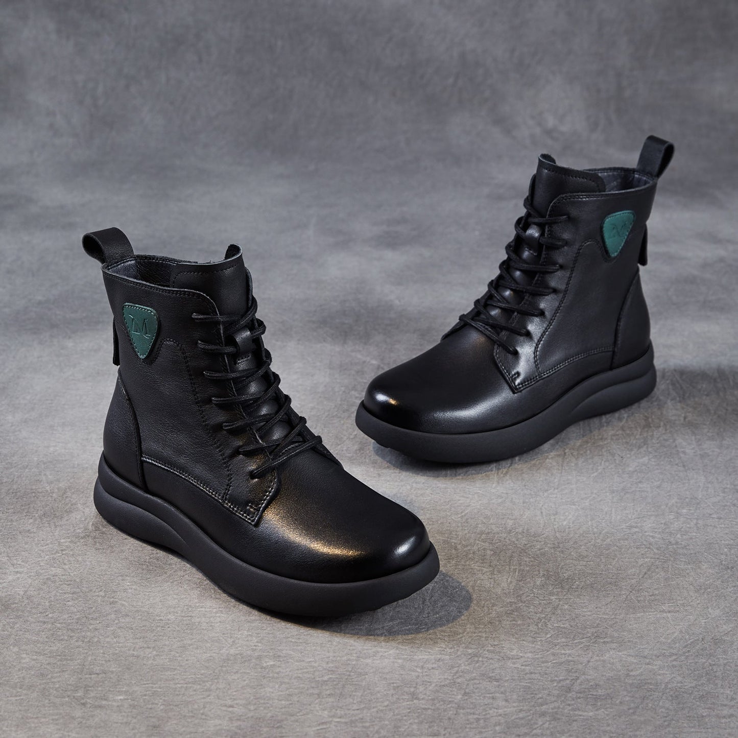 Women's Quilted Leather Flat Casual Ankle Boots