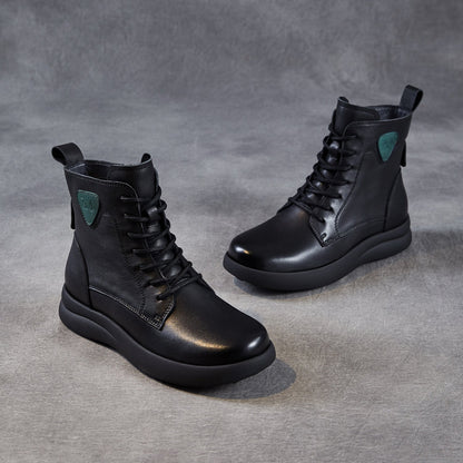 Women's Quilted Leather Flat Casual Ankle Boots