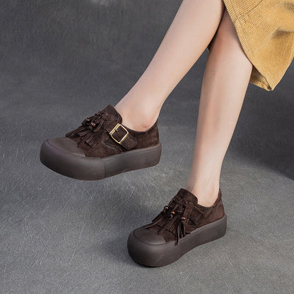 Women's Vintage Fringed Flat Platform Slip-on Shoes