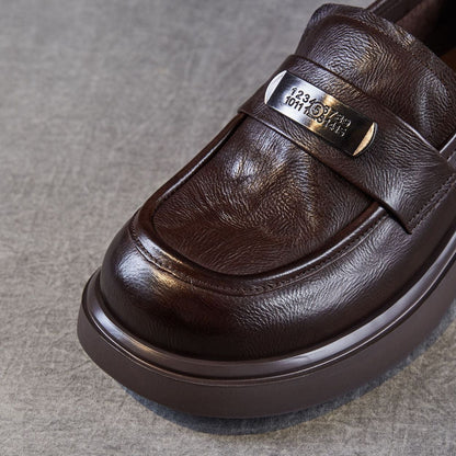 Women's Vintage Plain Leather Casual Loafers
