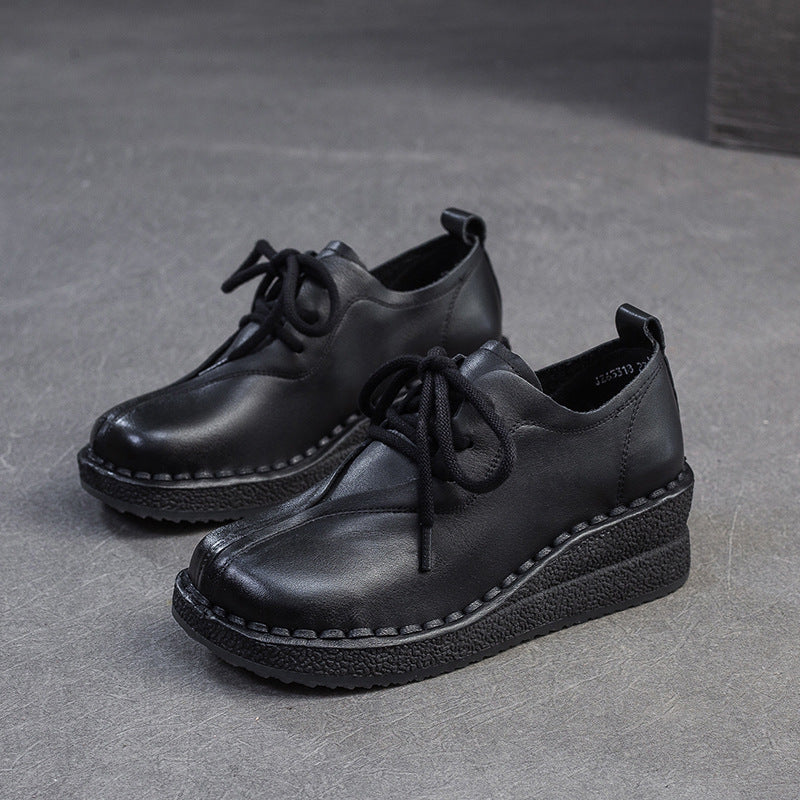 Women's Vintage Leather Wedge Casual Shoes-RAIIFY