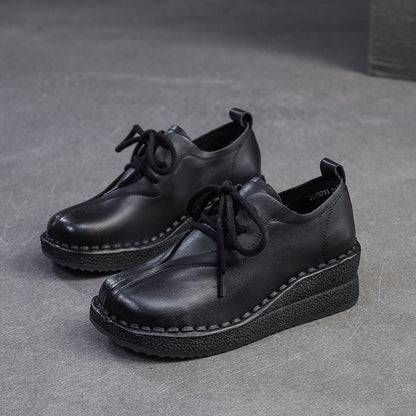 Women's Vintage Leather Wedge Casual Shoes-RAIIFY