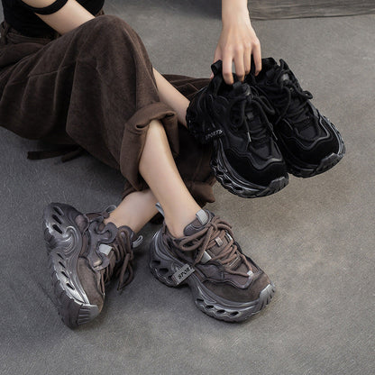 Women's Vintage Leather Chunky Platform Sneakers