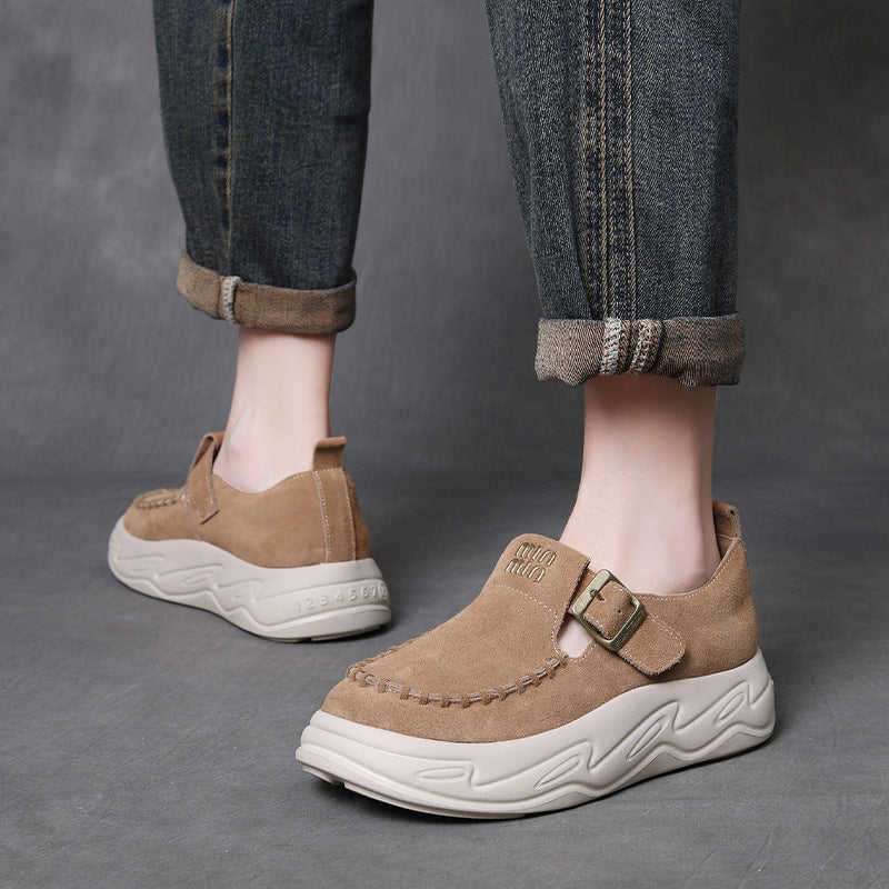 Women's Handmade Leather Platform Slip-on Loafers