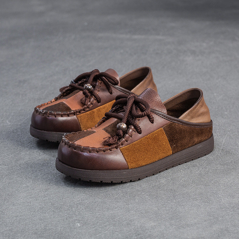 Women's Retro Color-Blocked Flat Casual Shoes-RAIIFY