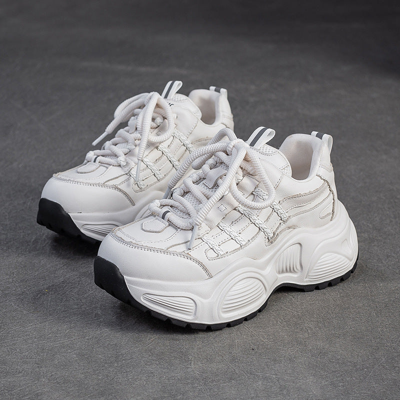 Women's Fashion Quilted Leather Chunky Platform Sneakers-RAIIFY