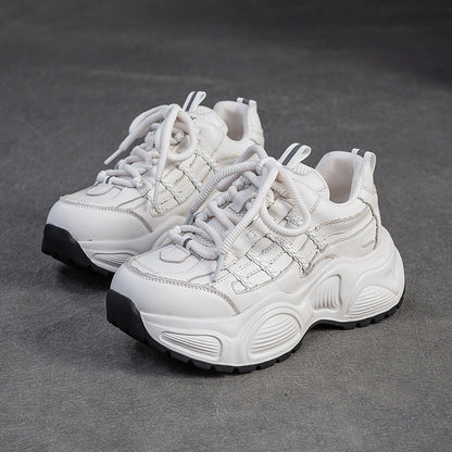 Women's Fashion Quilted Leather Chunky Platform Sneakers-RAIIFY