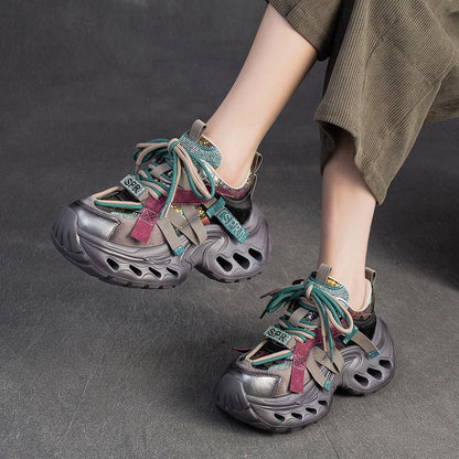 Women's Fashion Color Block Chunky Platform Sneakers