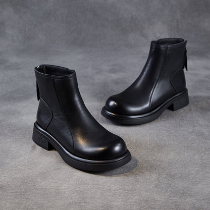 Women's Retro Plain Leather Minimalist Ankle Boots