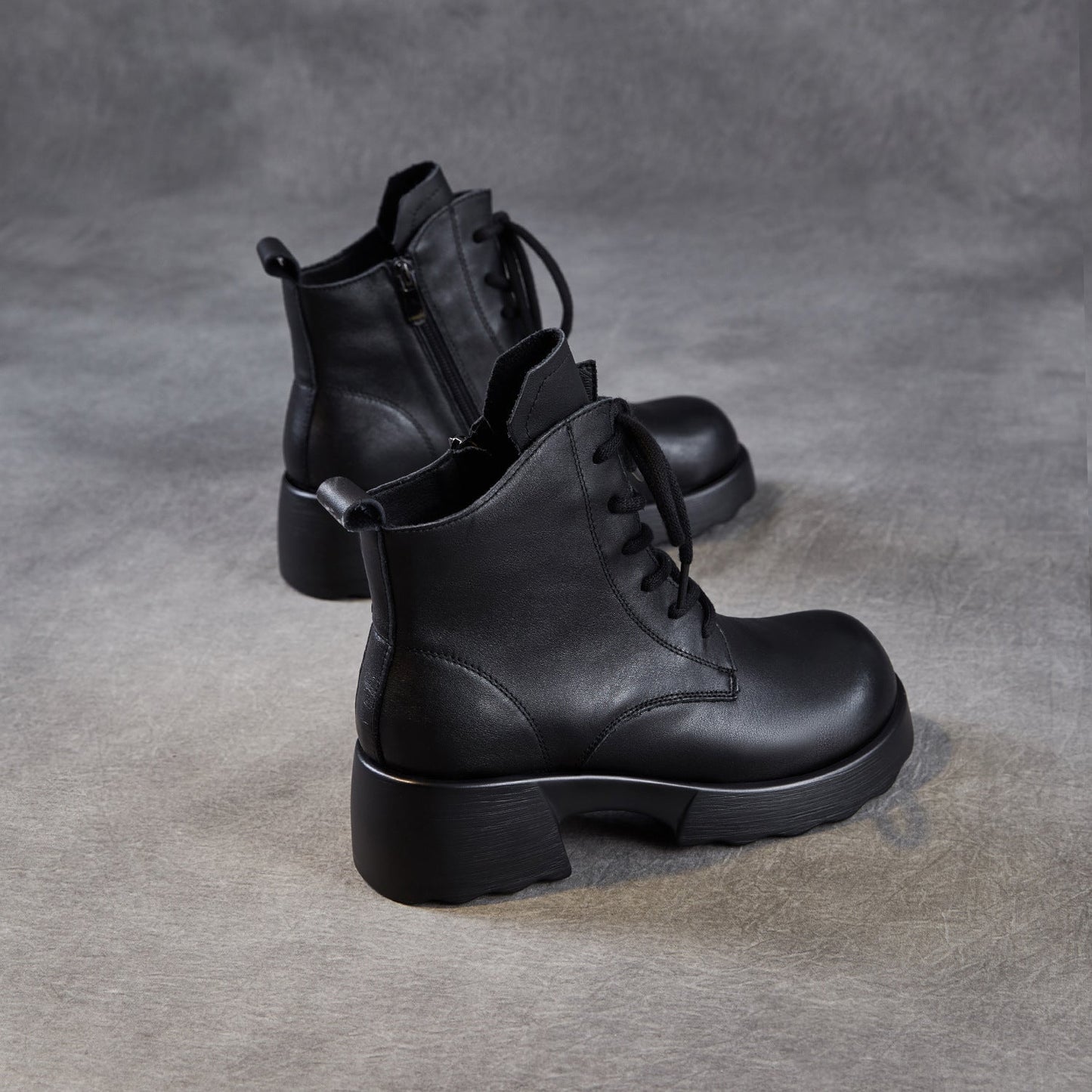 Women's Soft Breathable Leather Low Heel Ankle Boots