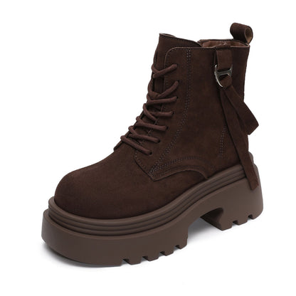 Women's Minimalist Plain Suede Platform Ankle Boots-RAIIFY