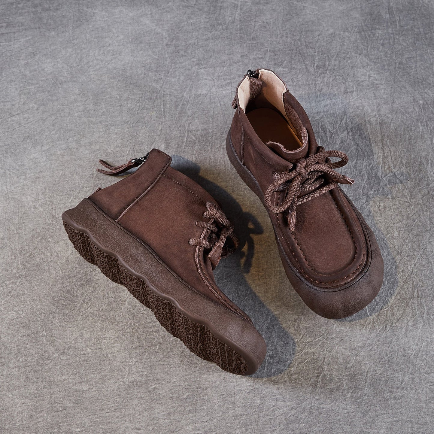 Women's Vintage Leather Casual Flat Ankle Boots