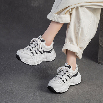 Women's Fashion Quilted Leather Chunky Platform Sneakers