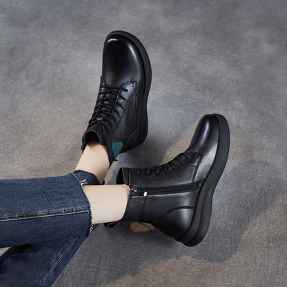 Women's Quilted Leather Flat Casual Ankle Boots