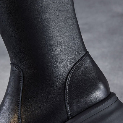 Women's Plain Soft Cowhide Comfort Riding Boots