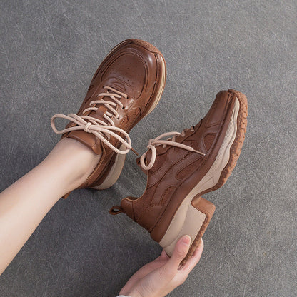 Women's Retro Quilted Leather Chunky Heel Casual Shoes