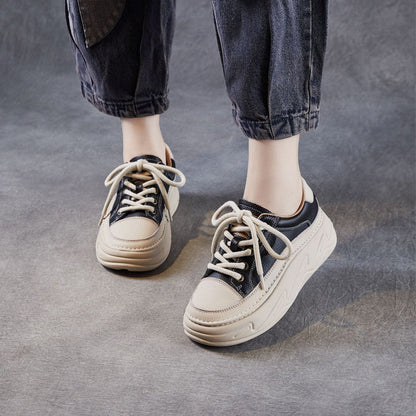 Women's Fashion Quilted Leather Casual Platform Sneakers