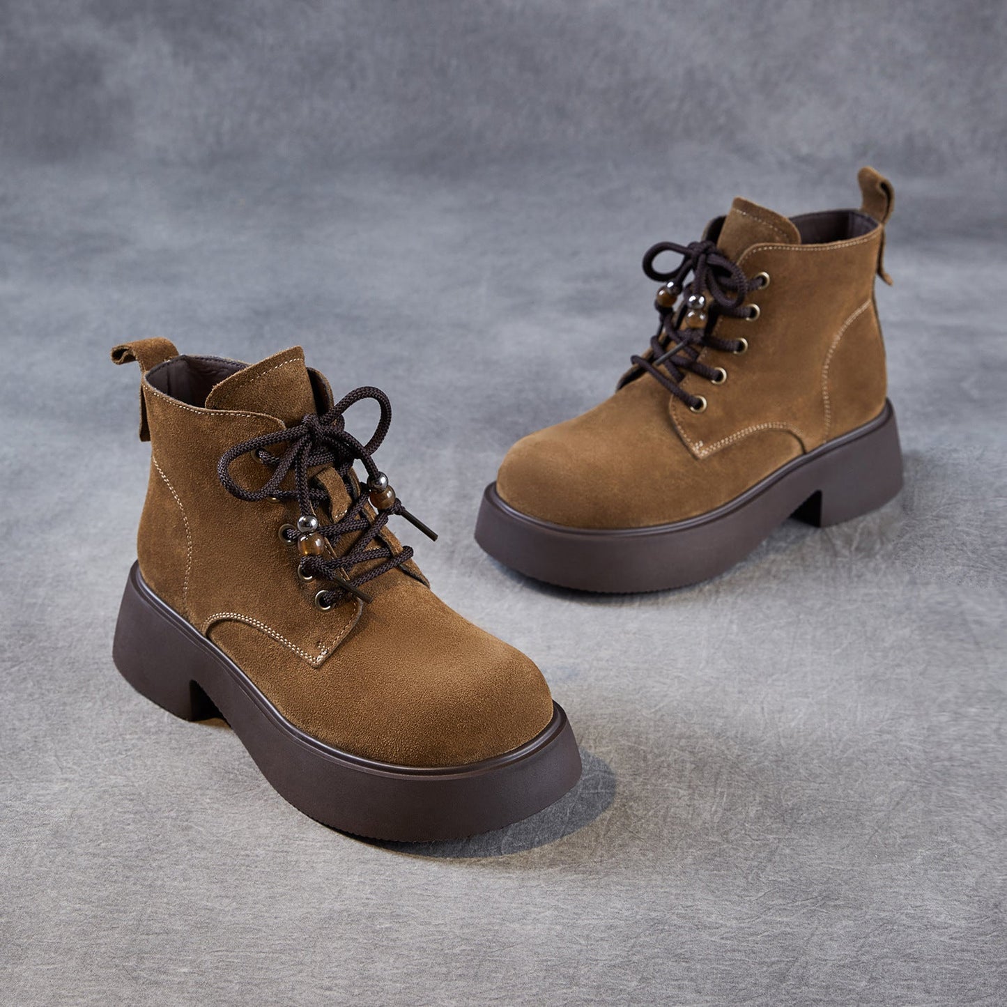 Women's Retro Plain Suede Platform Ankle Boots