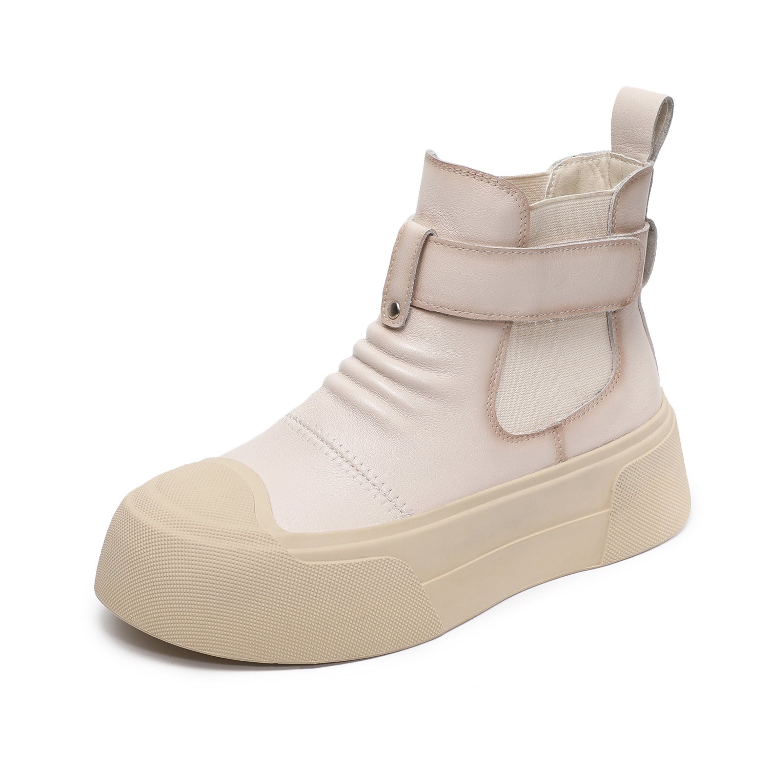 Women's Plain Leather Casual Ankle Boots-RAIIFY