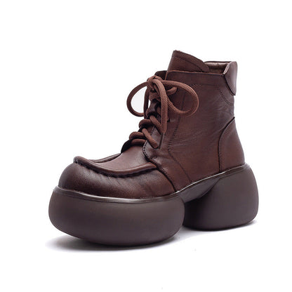 Women's Vintage Leather Chunky Platform Boots