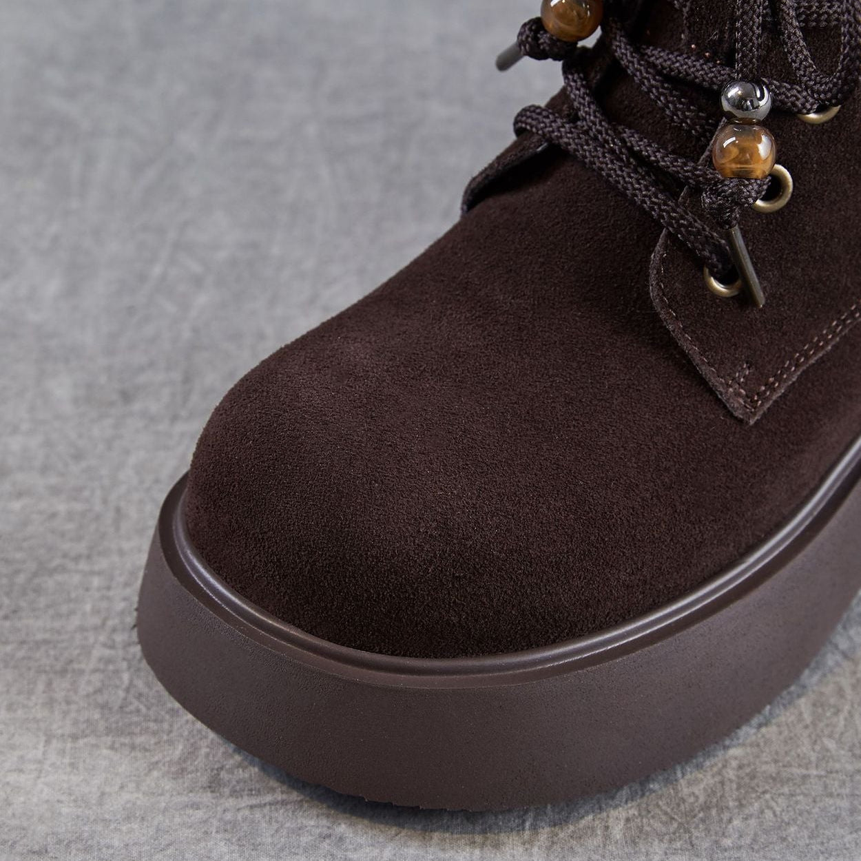 Women's Retro Plain Suede Platform Ankle Boots