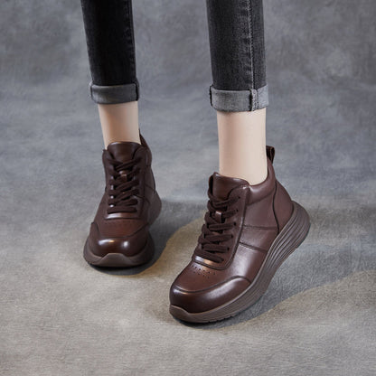Women's Retro Leather Breathable Lace-up Ankle Boots