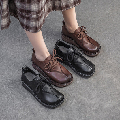 Women's Vintage Leather Wedge Casual Shoes