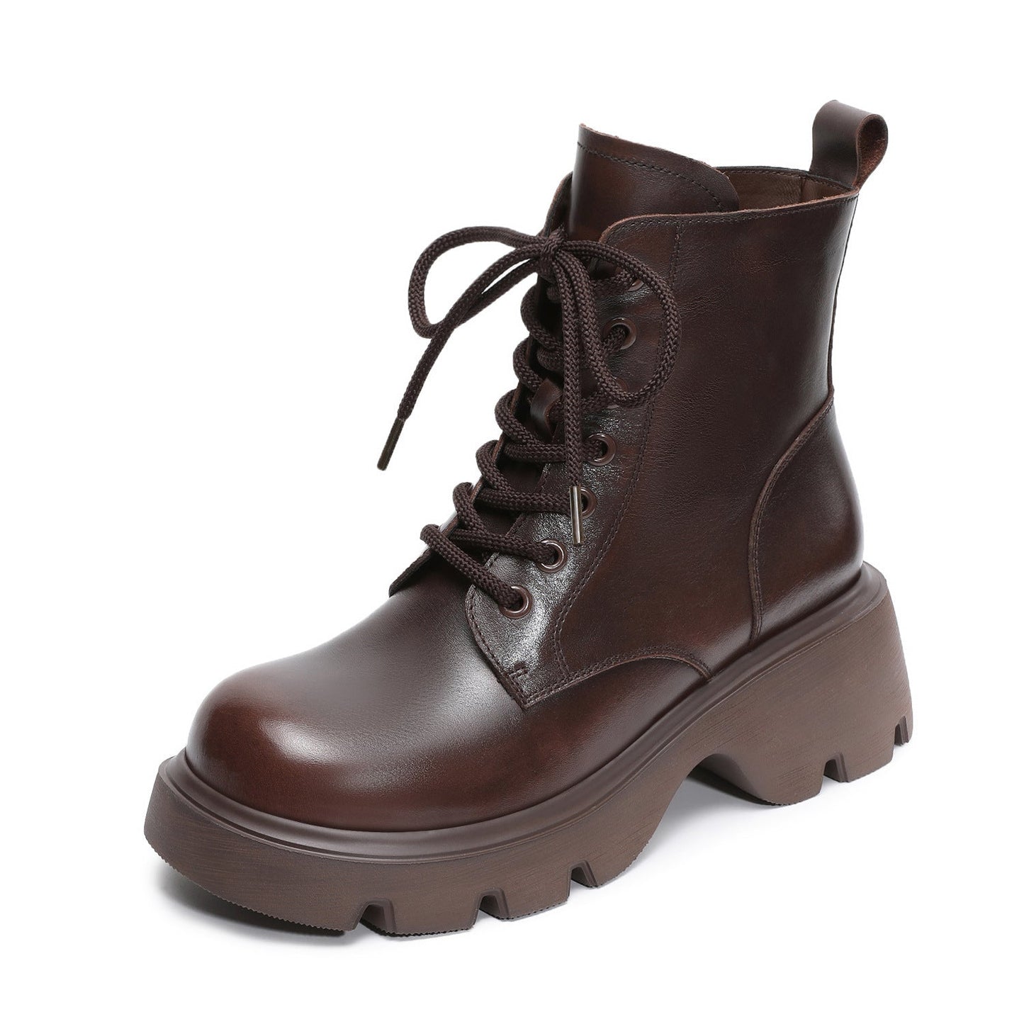 Women's Vintage Classic Leather Platform Boots-RAIIFY