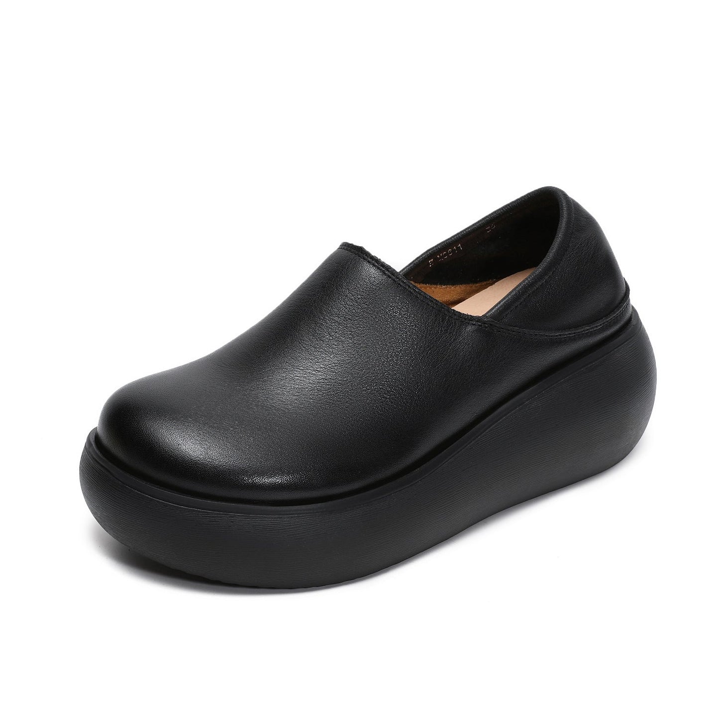 Women's Retro Plain Leather Casual Platform Shoes-RAIIFY