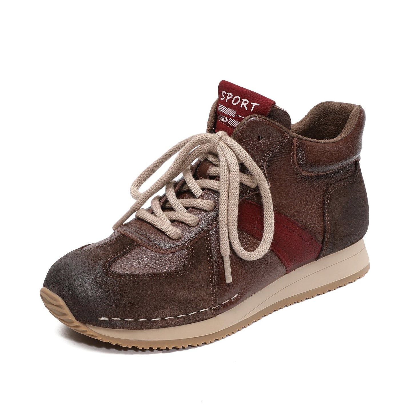 Women's Retro Quilted Leather High Top Casual Sneakers-RAIIFY