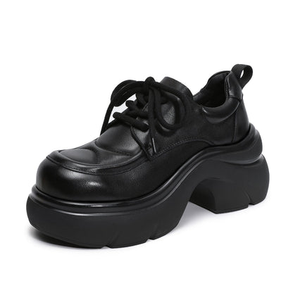 Women's Vintage Chunky Platform Lace-up Loafers-RAIIFY